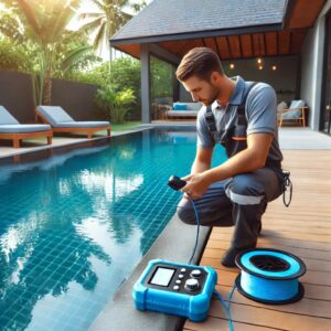 man performing pool leak repair in new jersey