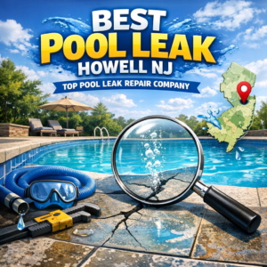 Technician using leak detection equipment on a pool in Howell, NJ, showcasing expert pool leak repair services.