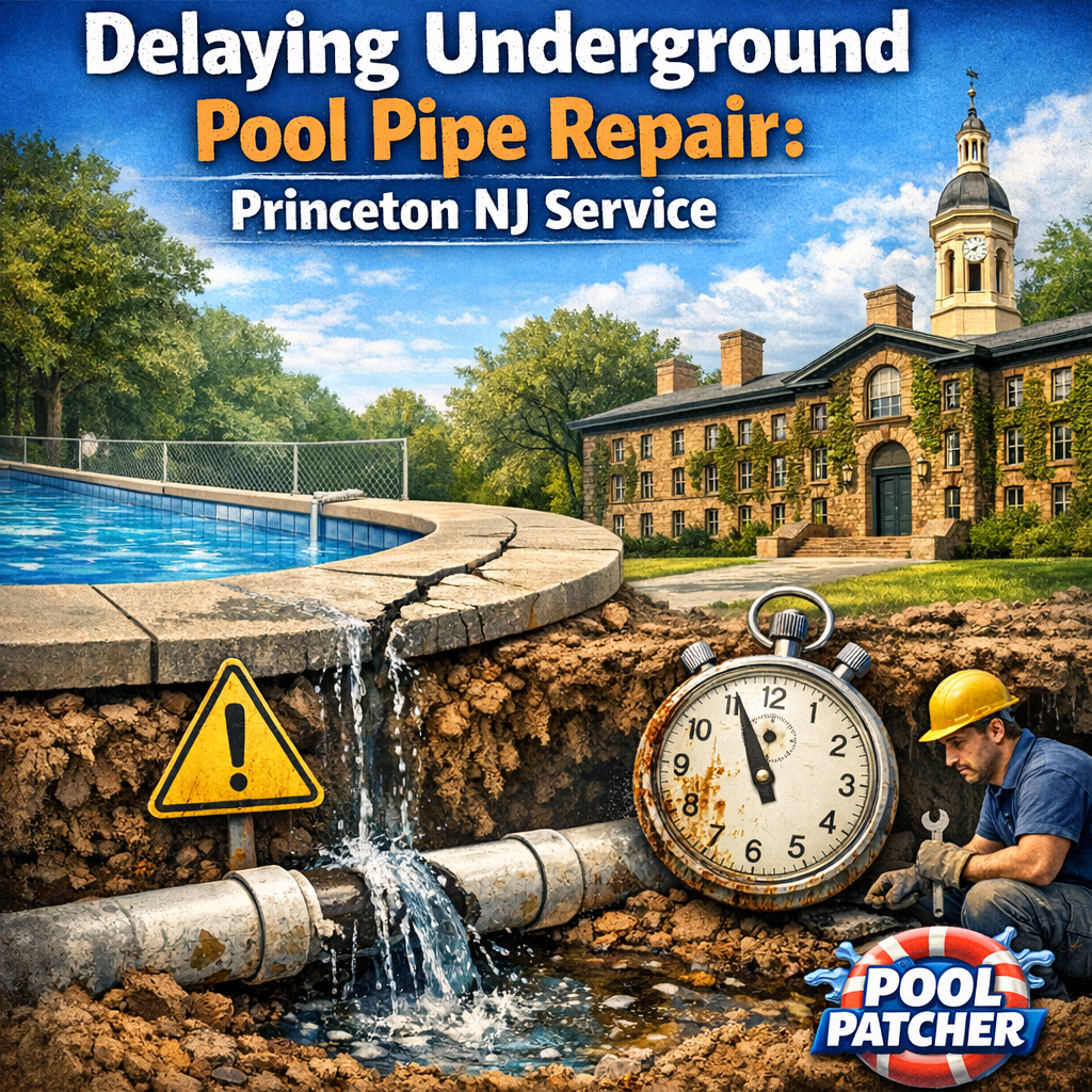 Technician repairing underground pool pipe in Princeton, NJ, preventing water leakage and damage.