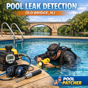 Technician uses high-tech equipment to detect pool leaks at an Old Bridge, NJ residential pool.