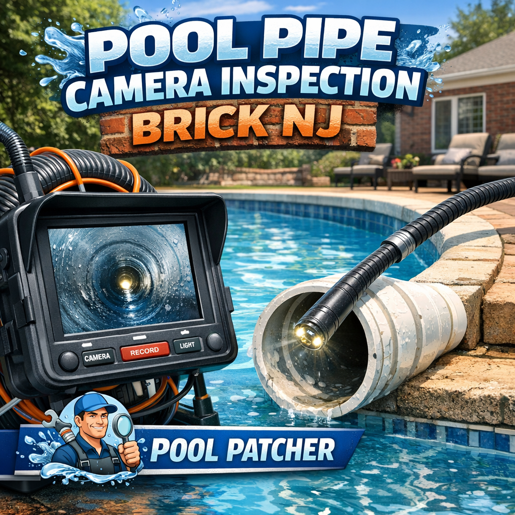 Close-up of a pool pipe camera inspecting and repairing a pipe in Brick, NJ by Pool Patcher.