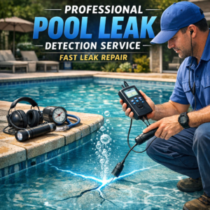 Technician detects pool leaks using specialized equipment for fast and professional leak repair service.