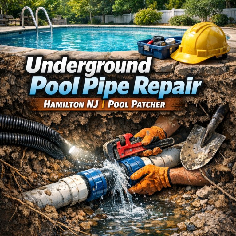 A technician repairs underground pool pipes in Hamilton, NJ using professional tools and equipment.