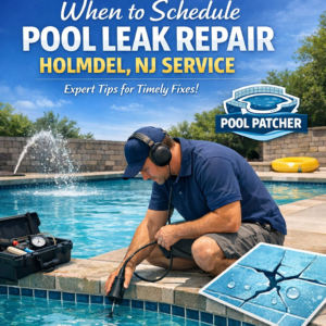 Diagram showing the best times to schedule pool leak repair in Holmdel, NJ by Pool Patcher.