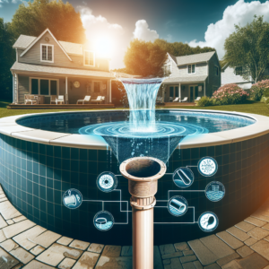 Modern residential backyard pool with an advanced filtration and water purification system.