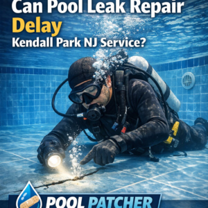 Professional diver repairing an underwater pool leak in Kendall Park, NJ.