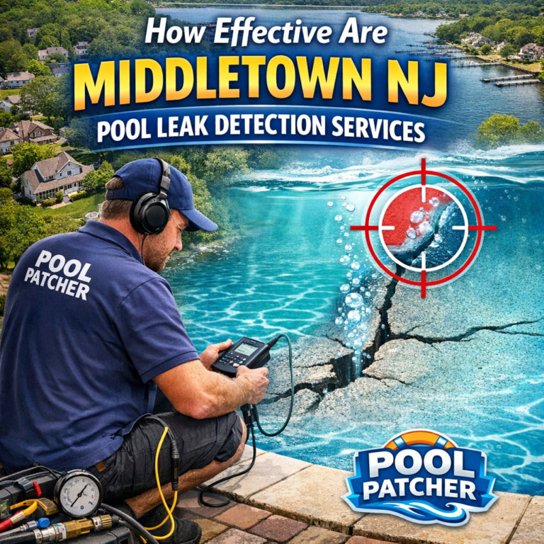 Technician using underwater equipment to detect and repair pool leaks in Middletown NJ.