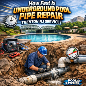 Diagram showing underground pool pipe repair with quick, professional service in Trenton NJ.