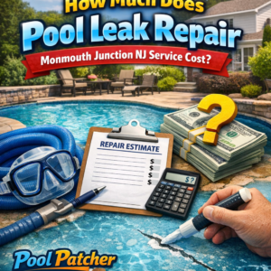 Tools and pool background illustrating pool leak repair cost estimate service in Monmouth Junction, NJ.