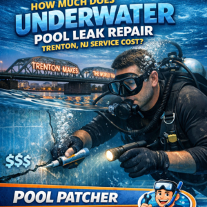 Technician repairing an underwater pool leak with specialized equipment in Trenton, NJ.