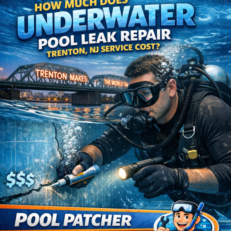 Technician repairing an underwater pool leak with specialized equipment in Trenton, NJ.