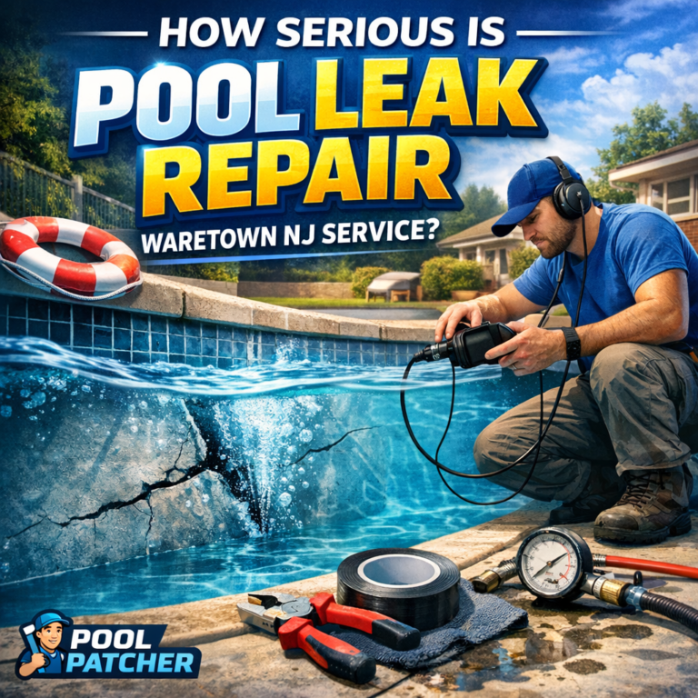 Technician using advanced equipment to detect and repair a pool leak in Watertown, NJ.