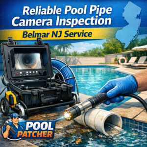 Technician using a camera inspection device to examine a pool pipe in Belmar, NJ.