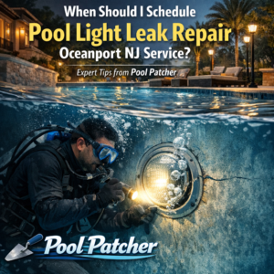 Diagram showing when to schedule pool light leak repair in Oceanport NJ with expert tips from Pool Patcher.