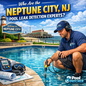 Technicians using advanced equipment to detect pool leaks in Neptune City, NJ.