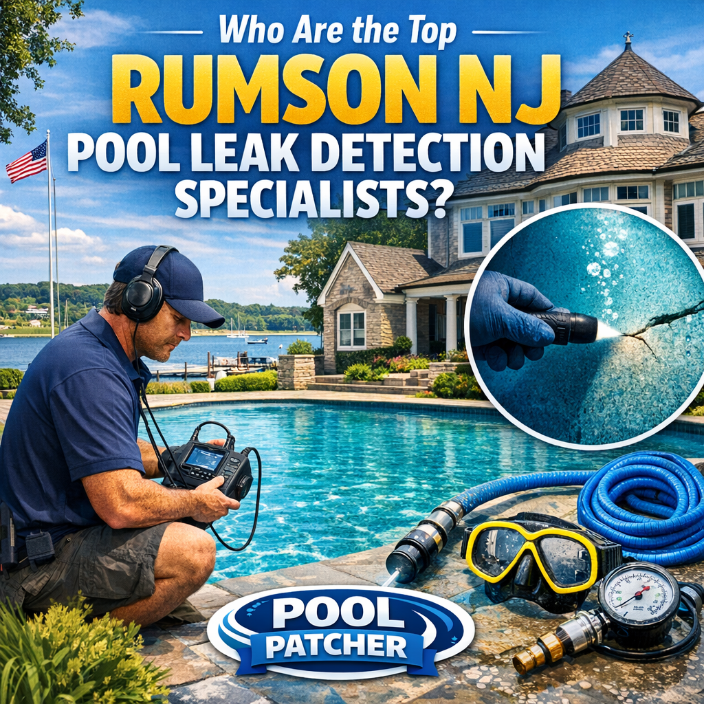 Top pool leak detection specialists inspecting a residential pool in Rumson, NJ.