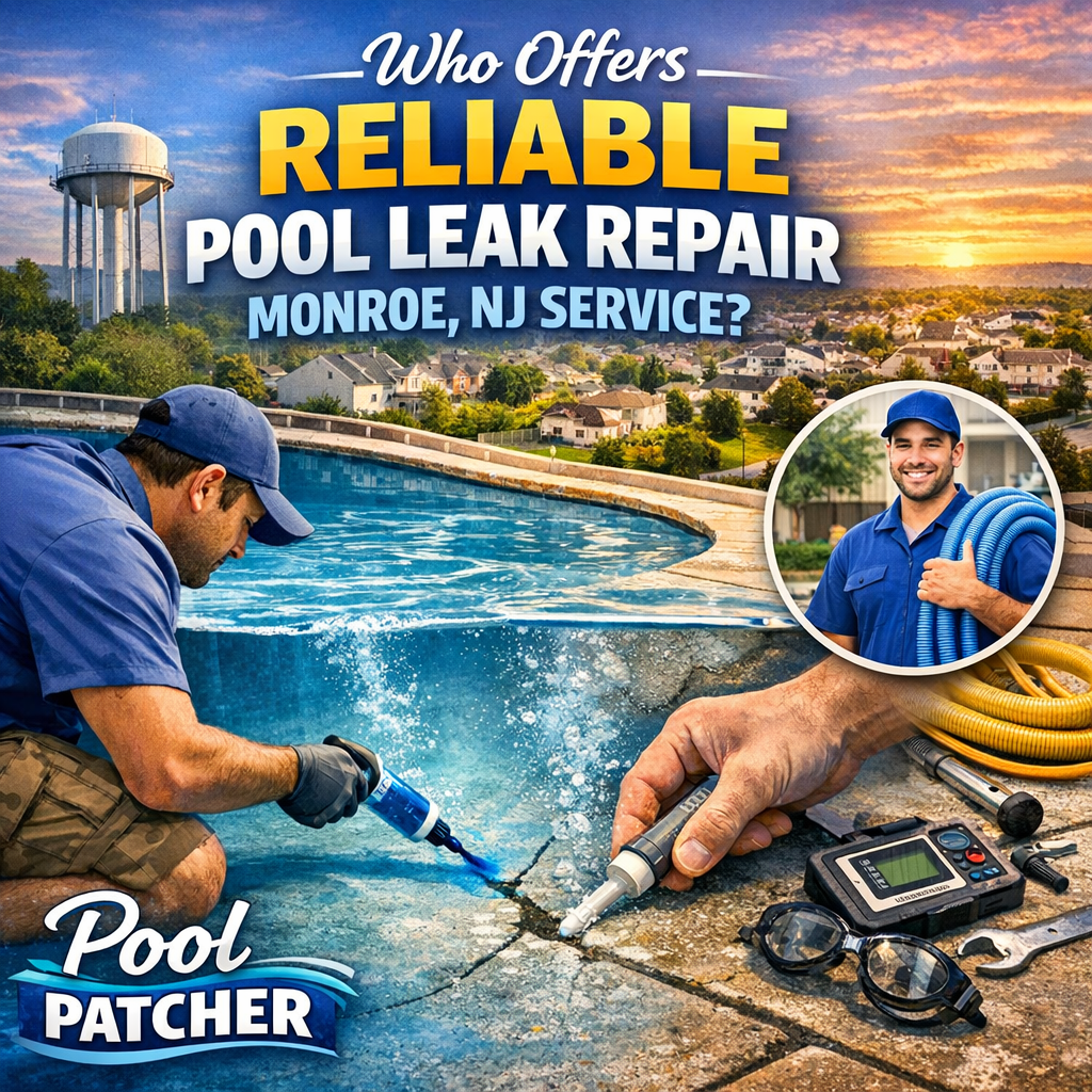Technician repairing a pool leak with professional tools, ensuring reliable pool leak repair in Monroe, NJ.